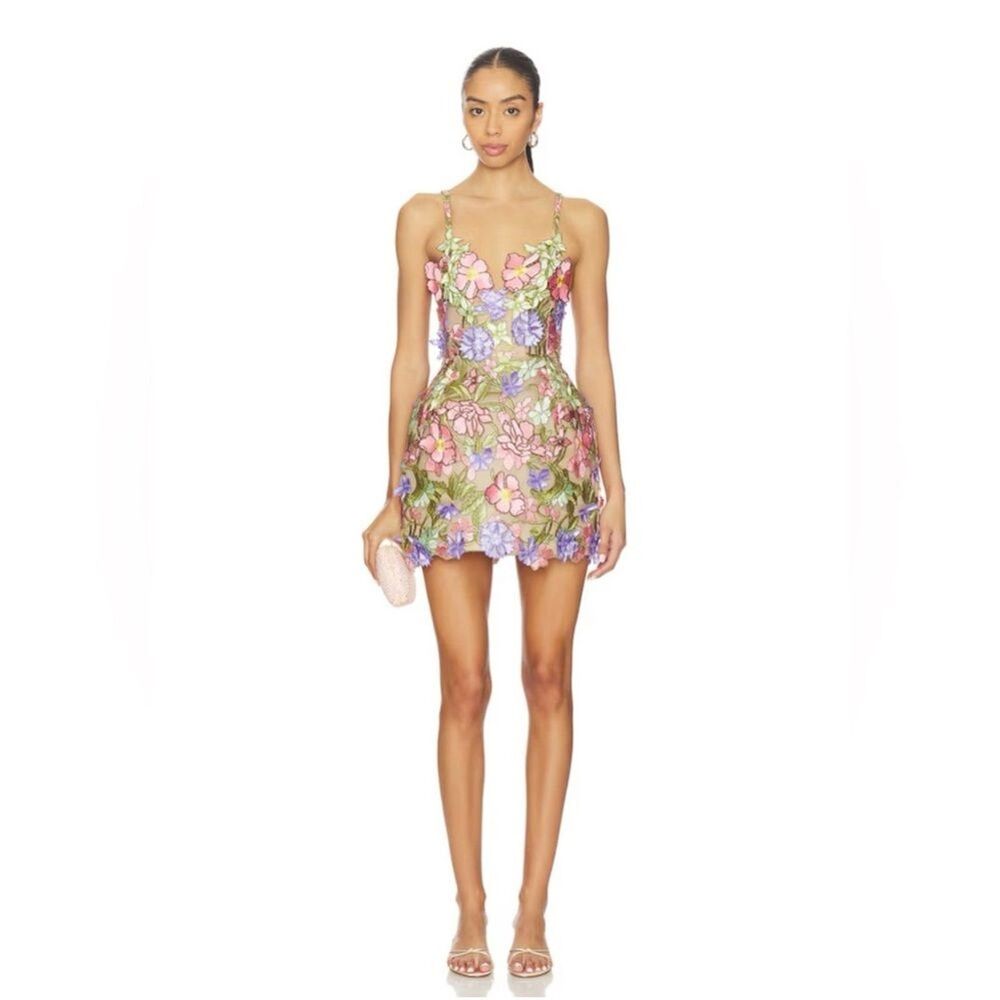 NEW BRONX AND BANCO Iris Floral Aria Pink Purple Multi Mini Dress, L